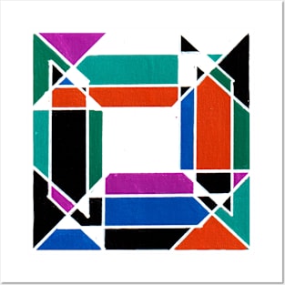 Purple Green Orange Blue Geometric Abstract Acrylic Painting Posters and Art